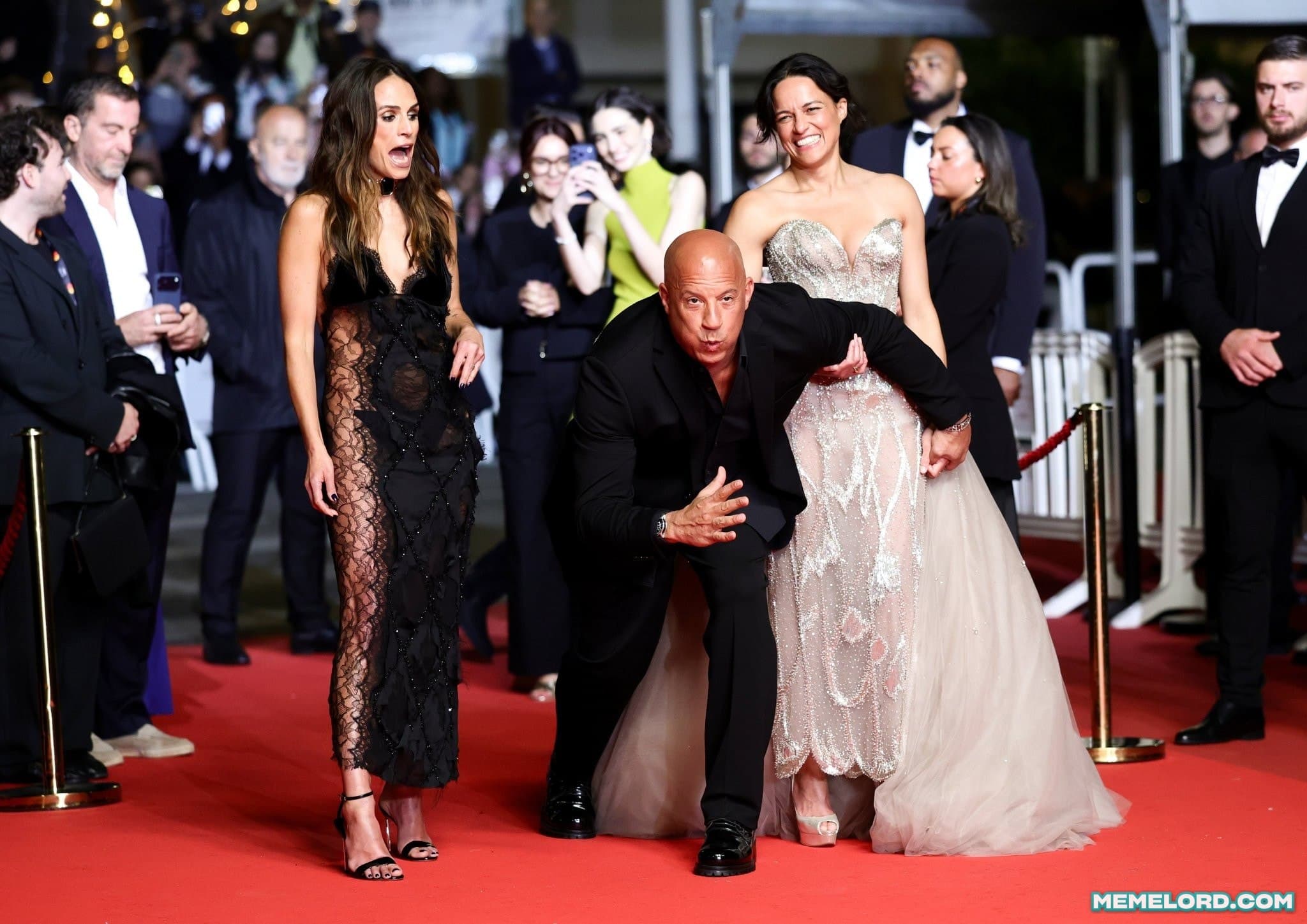 Vin Diesel pretends to race - Cannes screening of “The Fast and the Furious" meme template