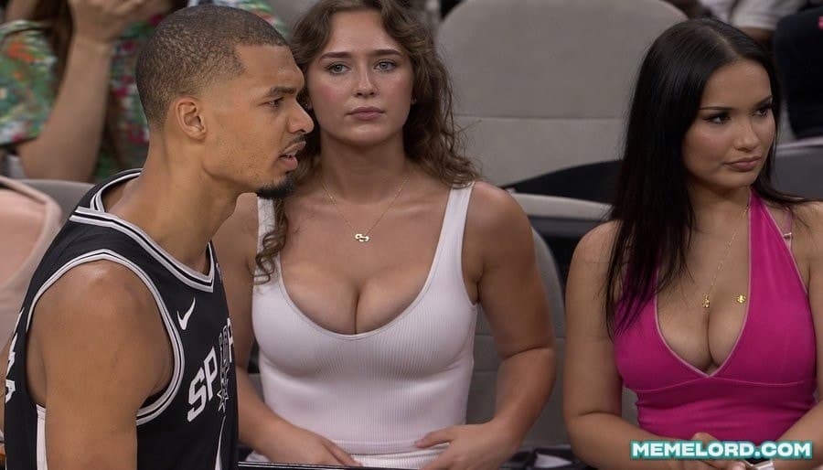 Wemby ignoring hot women / Wemby locked in meme template