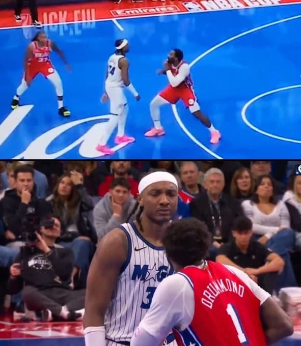 Wendell Carter Jr. reaction to Andre Drummond squaring up NBA